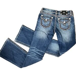 Never Worn! Miss Me Bootcut Size 27 Rare Maroon & White Stitching